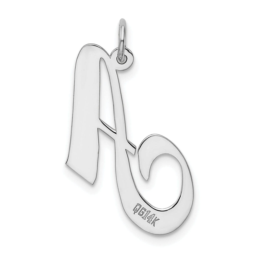 Lovely Rita's Pendants & Charms 14K White Gold Large Size Fancy Script Letter A Initial Charm Pendant