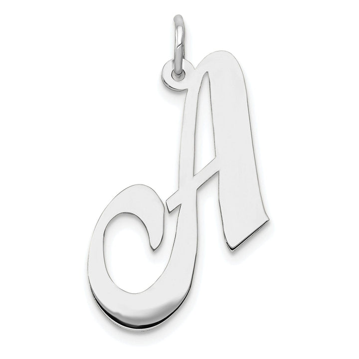 Lovely Rita's Pendants & Charms 14K White Gold Large Size Fancy Script Letter A Initial Charm Pendant