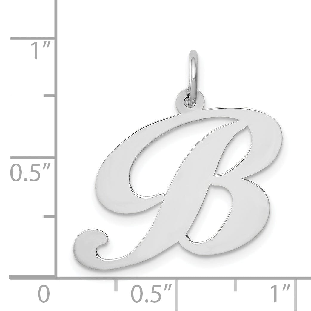 Lovely Rita's Pendants & Charms 14K White Gold Large Size Fancy Script Letter B Initial Charm Pendant