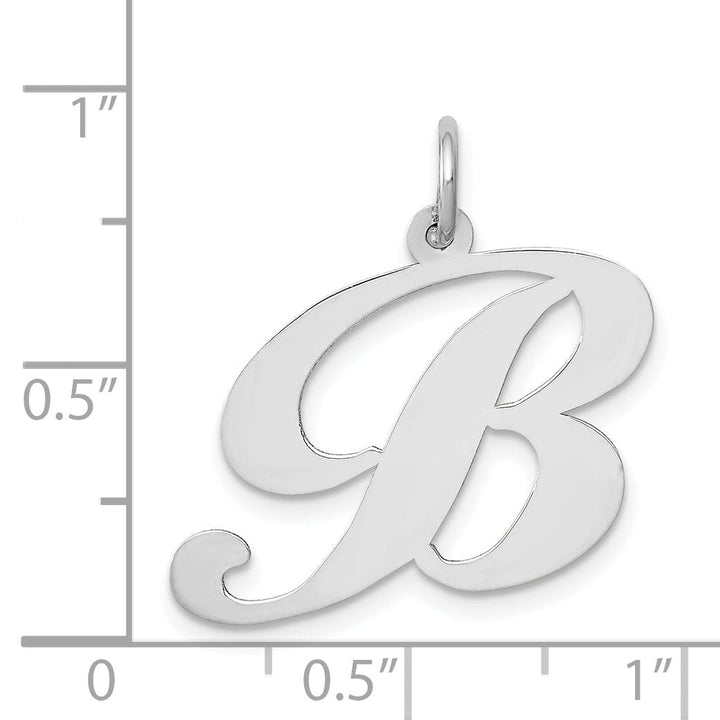 Lovely Rita's Pendants & Charms 14K White Gold Large Size Fancy Script Letter B Initial Charm Pendant