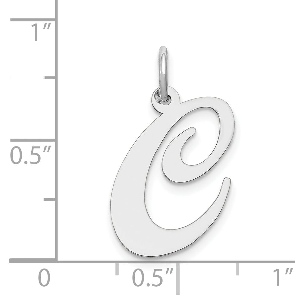 Lovely Rita's Pendants & Charms 14K White Gold Large Size Fancy Script Letter C Initial Charm Pendant