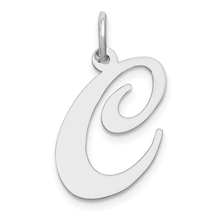 Lovely Rita's Pendants & Charms 14K White Gold Large Size Fancy Script Letter C Initial Charm Pendant