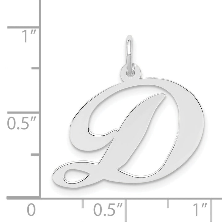 Lovely Rita's Pendants & Charms 14K White Gold Large Size Fancy Script Letter D Initial Charm Pendant