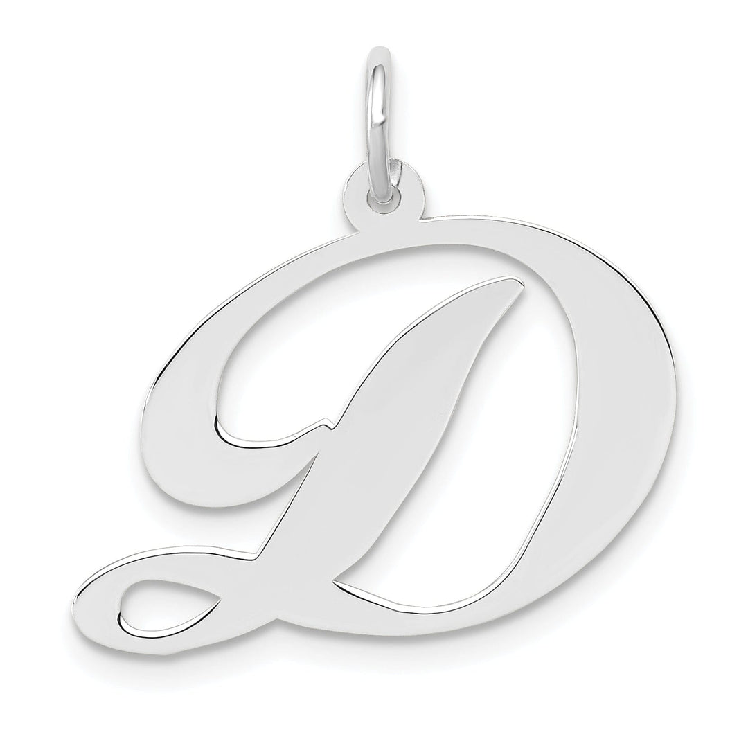 Lovely Rita's Pendants & Charms 14K White Gold Large Size Fancy Script Letter D Initial Charm Pendant