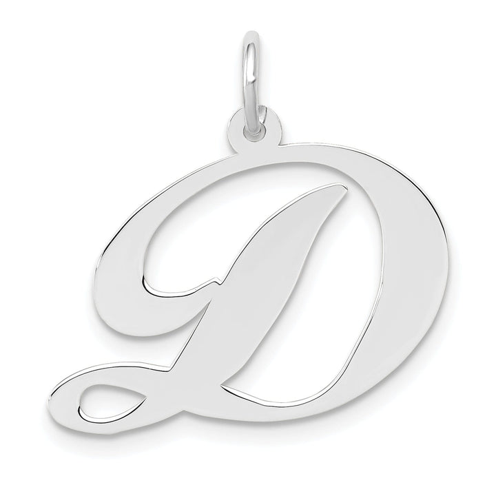 Lovely Rita's Pendants & Charms 14K White Gold Large Size Fancy Script Letter D Initial Charm Pendant