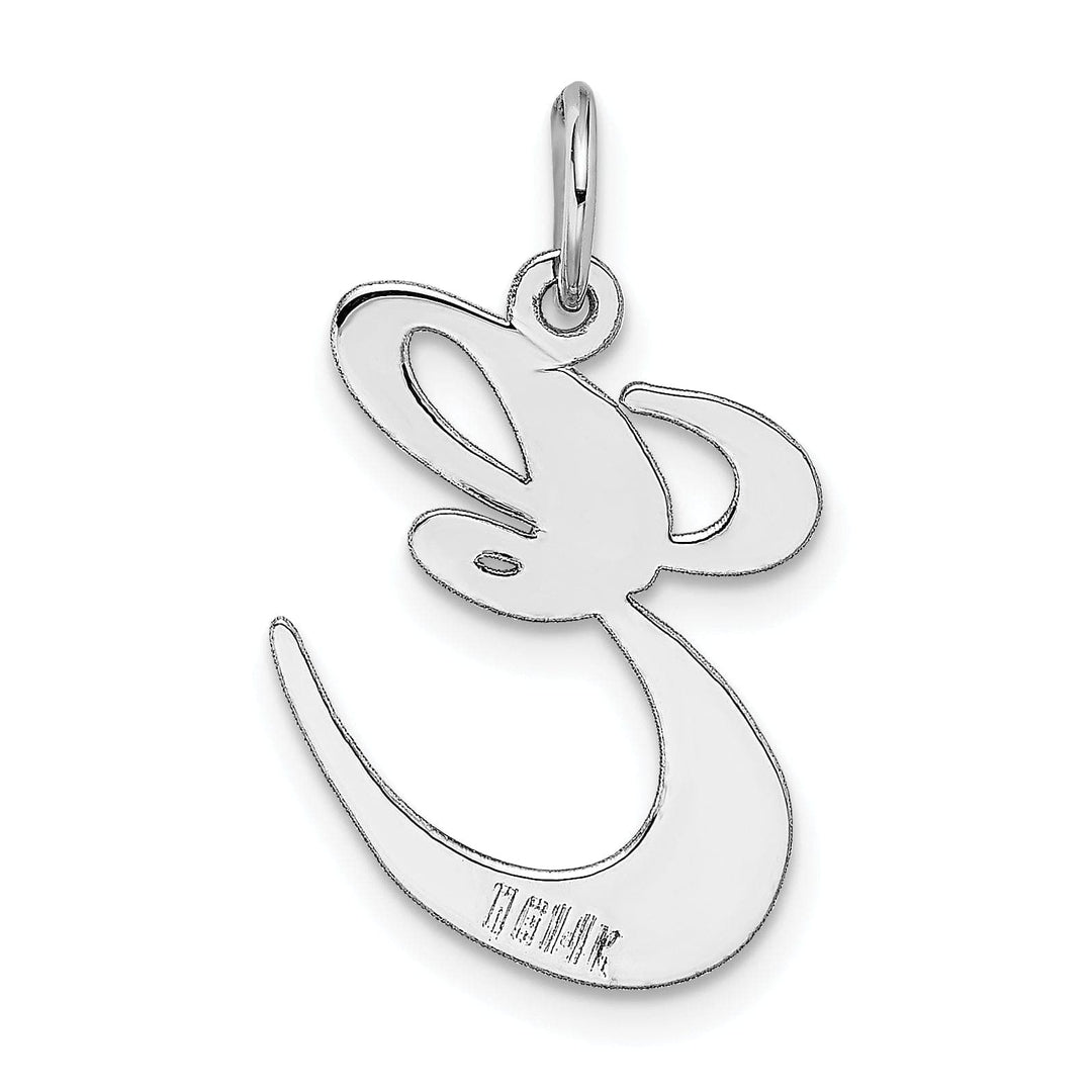 Lovely Rita's Pendants & Charms 14K White Gold Large Size Fancy Script Letter E Initial Charm Pendant