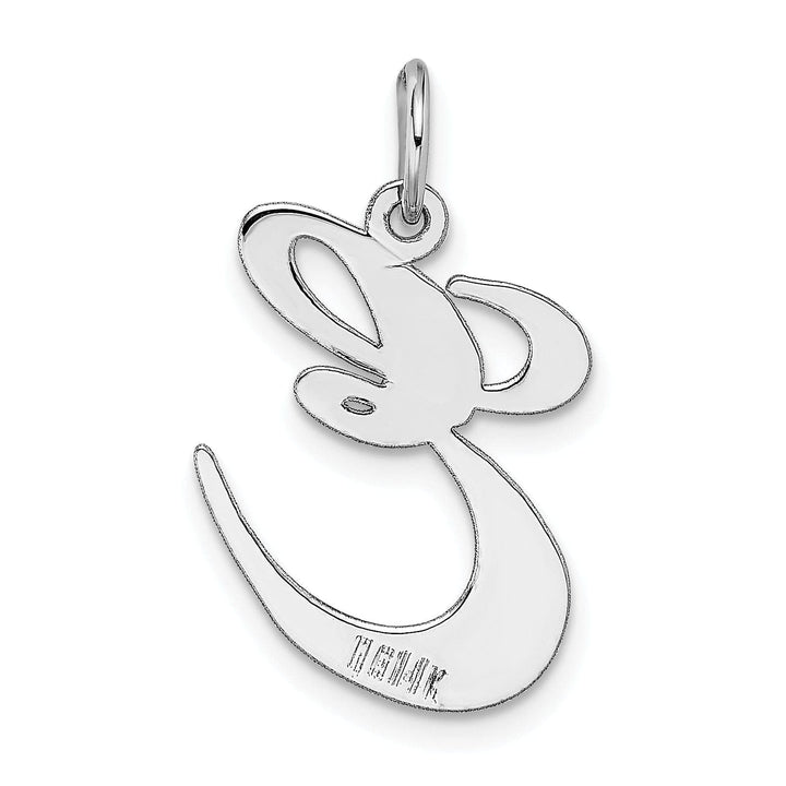 Lovely Rita's Pendants & Charms 14K White Gold Large Size Fancy Script Letter E Initial Charm Pendant