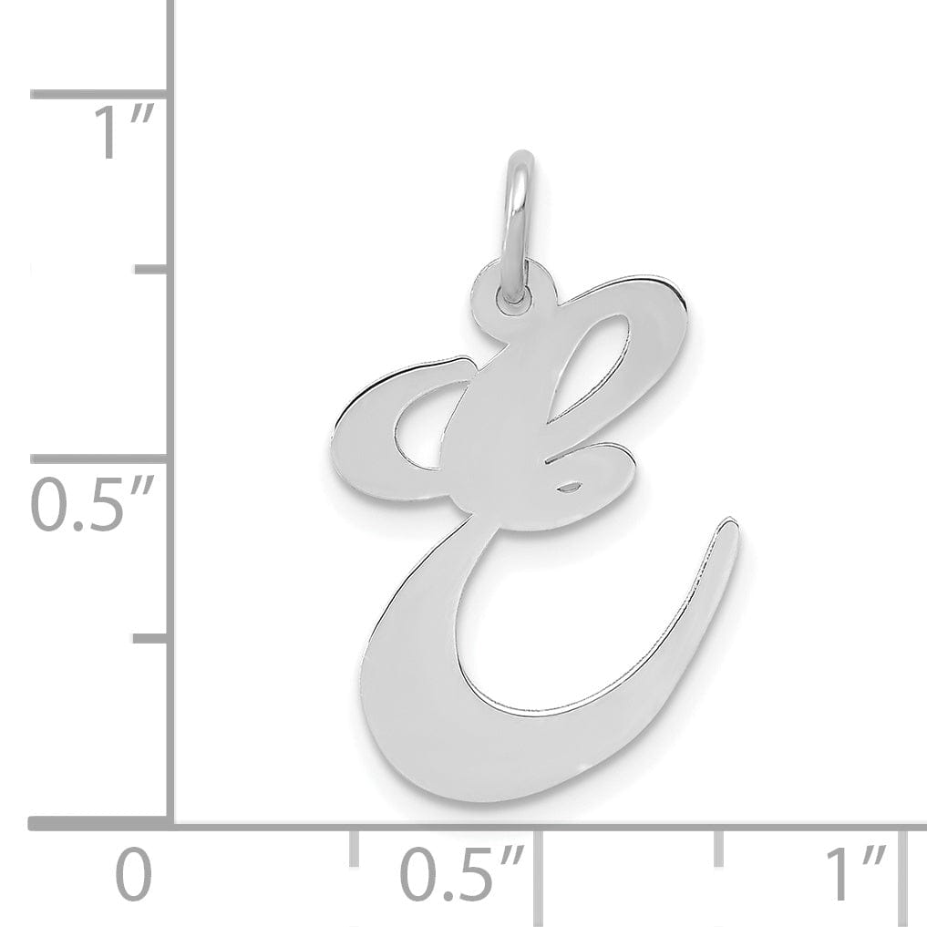 Lovely Rita's Pendants & Charms 14K White Gold Large Size Fancy Script Letter E Initial Charm Pendant
