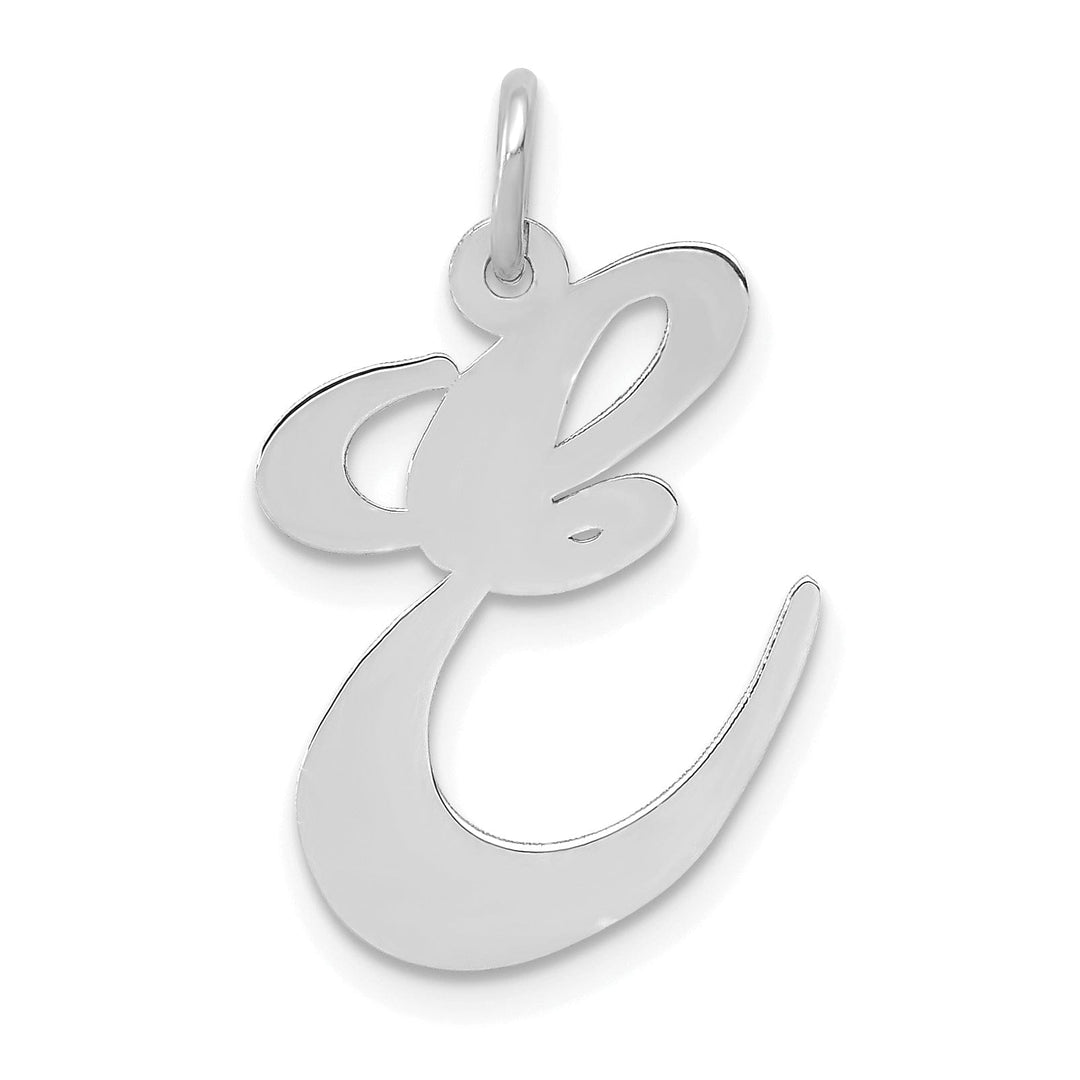 Lovely Rita's Pendants & Charms 14K White Gold Large Size Fancy Script Letter E Initial Charm Pendant