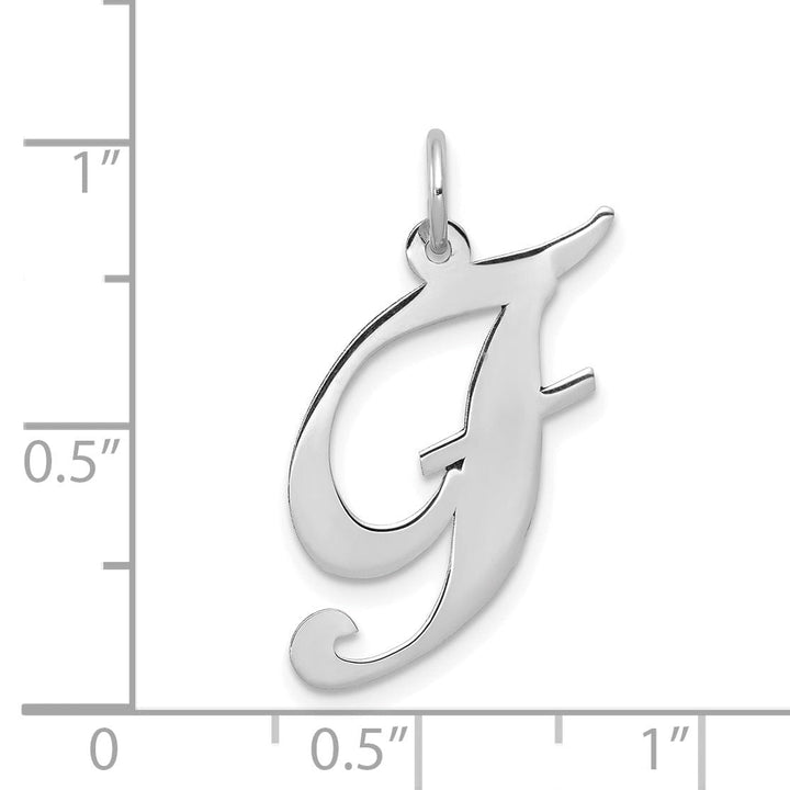 Lovely Rita's Pendants & Charms 14K White Gold Large Size Fancy Script Letter F Initial Charm Pendant