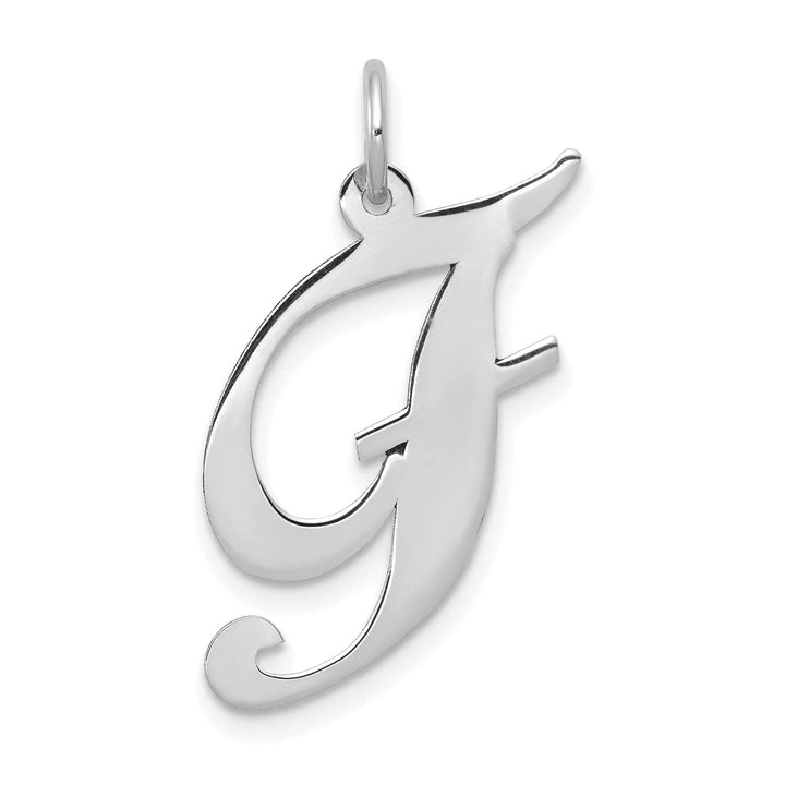 Lovely Rita's Pendants & Charms 14K White Gold Large Size Fancy Script Letter F Initial Charm Pendant