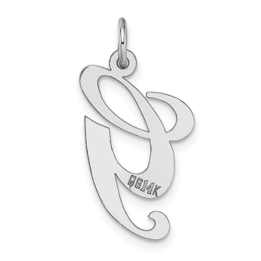 Lovely Rita's Pendants & Charms 14K White Gold Large Size Fancy Script Letter G Initial Charm Pendant