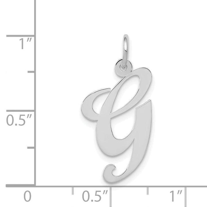 Lovely Rita's Pendants & Charms 14K White Gold Large Size Fancy Script Letter G Initial Charm Pendant