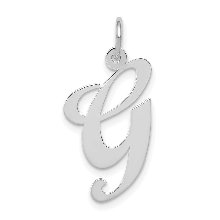 Lovely Rita's Pendants & Charms 14K White Gold Large Size Fancy Script Letter G Initial Charm Pendant
