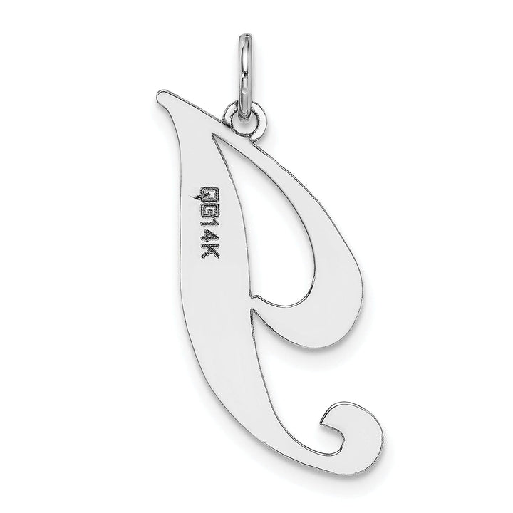 Lovely Rita's Pendants & Charms 14K White Gold Large Size Fancy Script Letter I Initial Charm Pendant