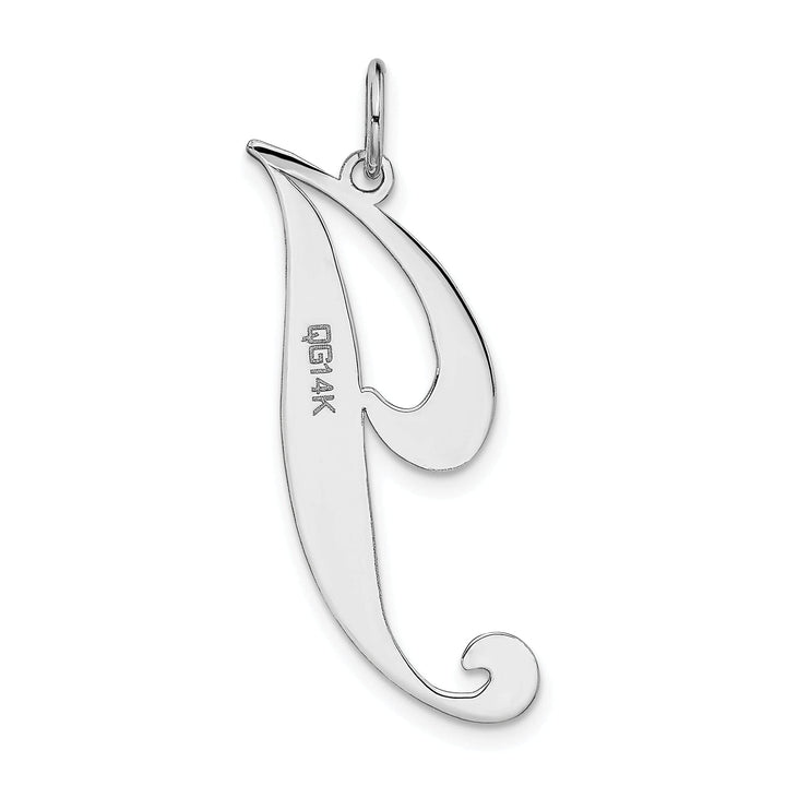 Lovely Rita's Pendants & Charms 14K White Gold Large Size Fancy Script Letter J Initial Charm Pendant