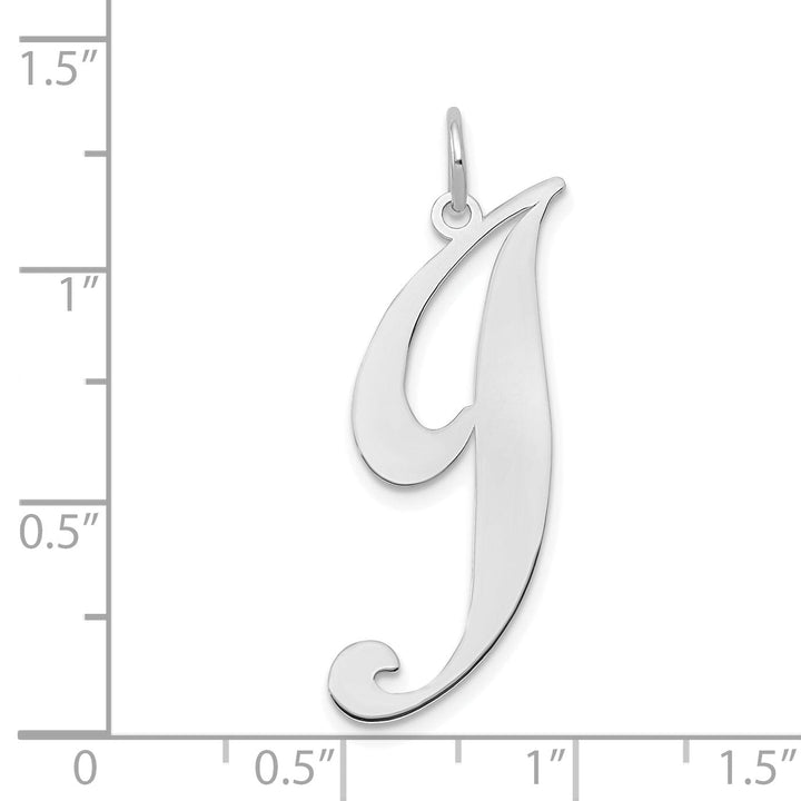 Lovely Rita's Pendants & Charms 14K White Gold Large Size Fancy Script Letter J Initial Charm Pendant