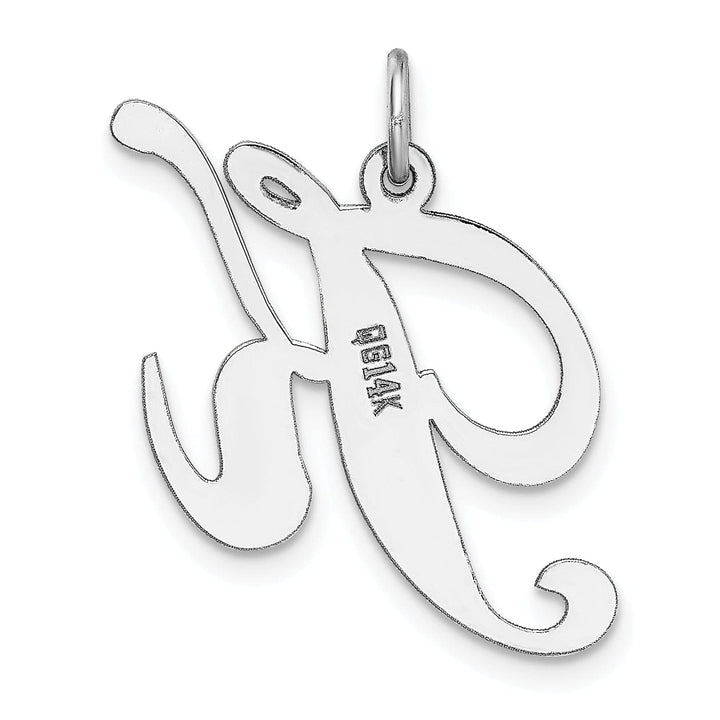 Lovely Rita's Pendants & Charms 14K White Gold Large Size Fancy Script Letter K Initial Charm Pendant