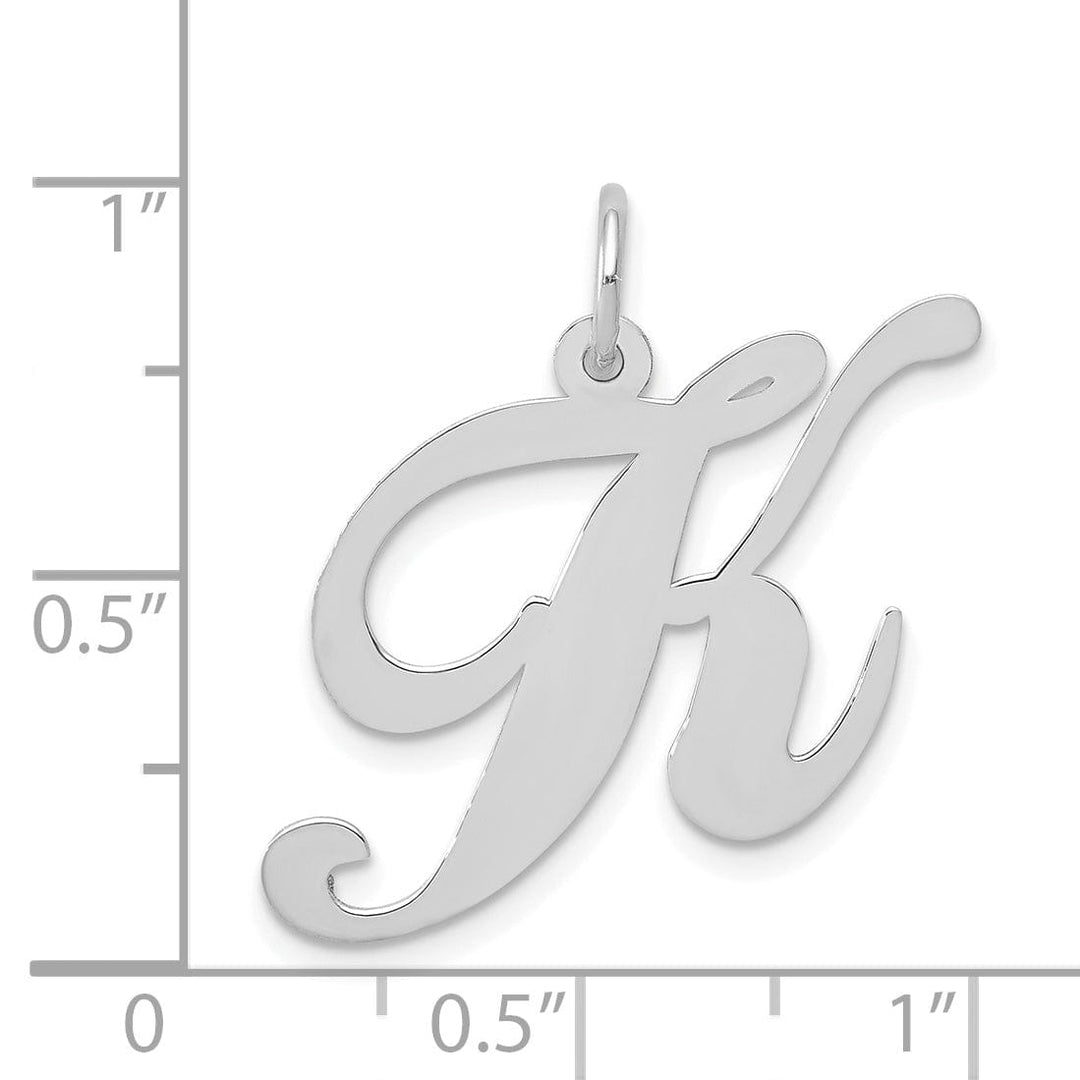 Lovely Rita's Pendants & Charms 14K White Gold Large Size Fancy Script Letter K Initial Charm Pendant