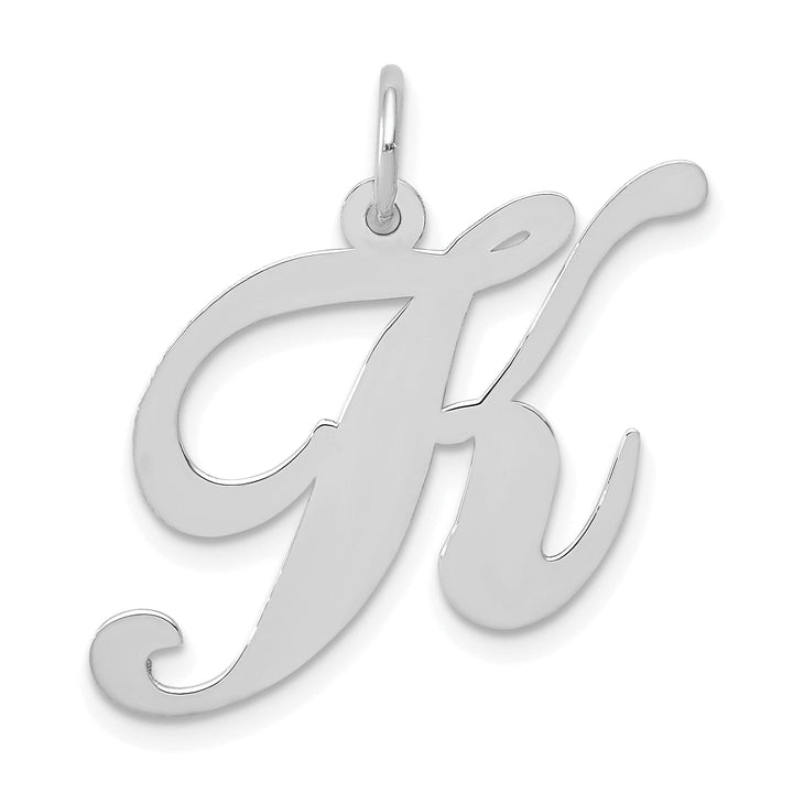 Lovely Rita's Pendants & Charms 14K White Gold Large Size Fancy Script Letter K Initial Charm Pendant