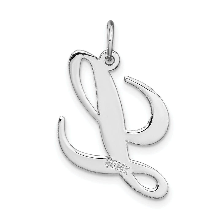 Lovely Rita's Pendants & Charms 14K White Gold Large Size Fancy Script Letter L Initial Charm Pendant