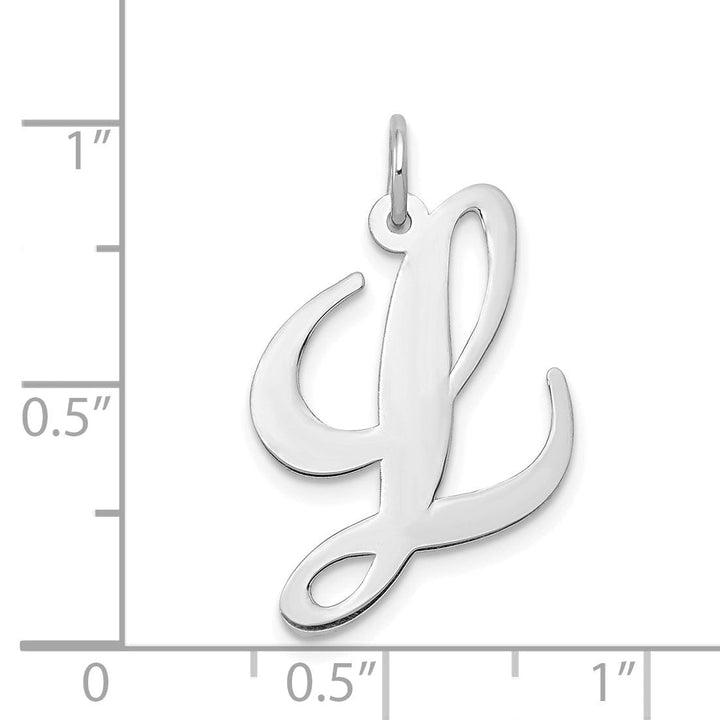 Lovely Rita's Pendants & Charms 14K White Gold Large Size Fancy Script Letter L Initial Charm Pendant