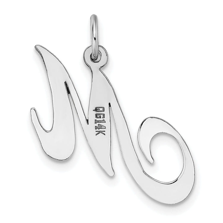 Lovely Rita's Pendants & Charms 14K White Gold Large Size Fancy Script Letter M Initial Charm Pendant