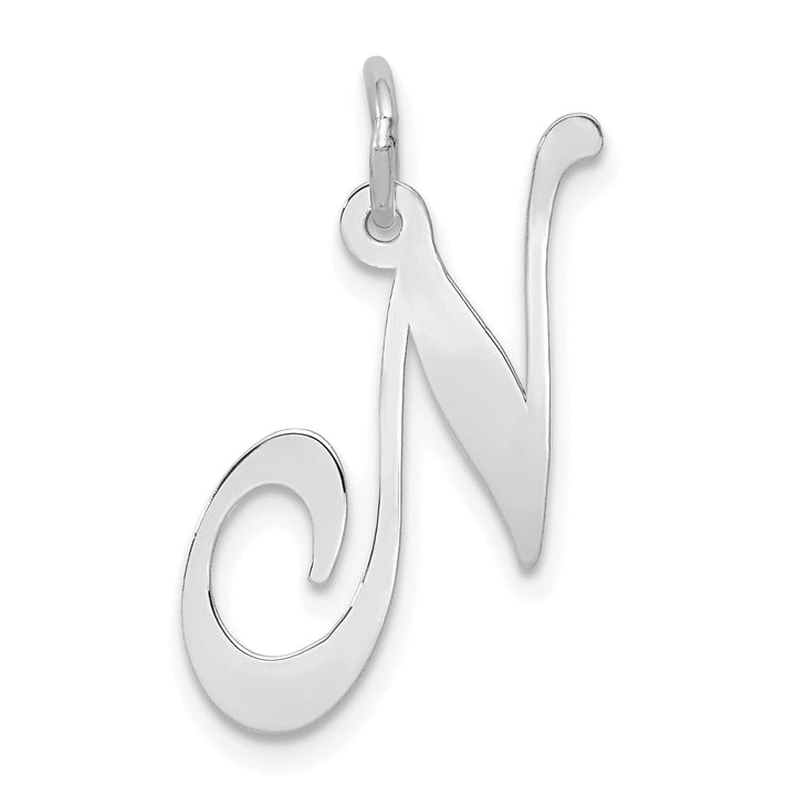 Lovely Rita's Pendants & Charms 14K White Gold Large Size Fancy Script Letter N Initial Charm Pendant