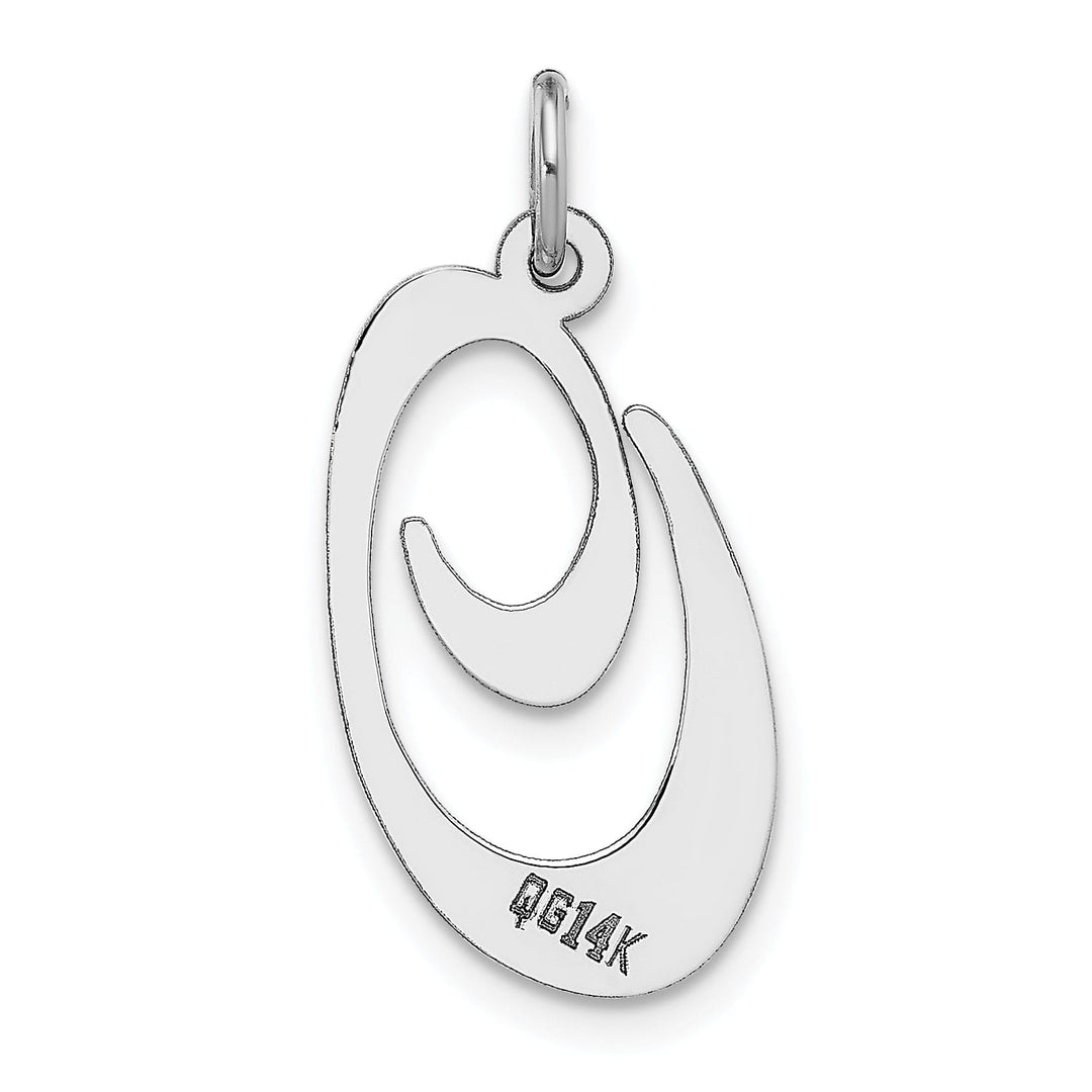 Lovely Rita's Pendants & Charms 14K White Gold Large Size Fancy Script Letter O Initial Charm Pendant