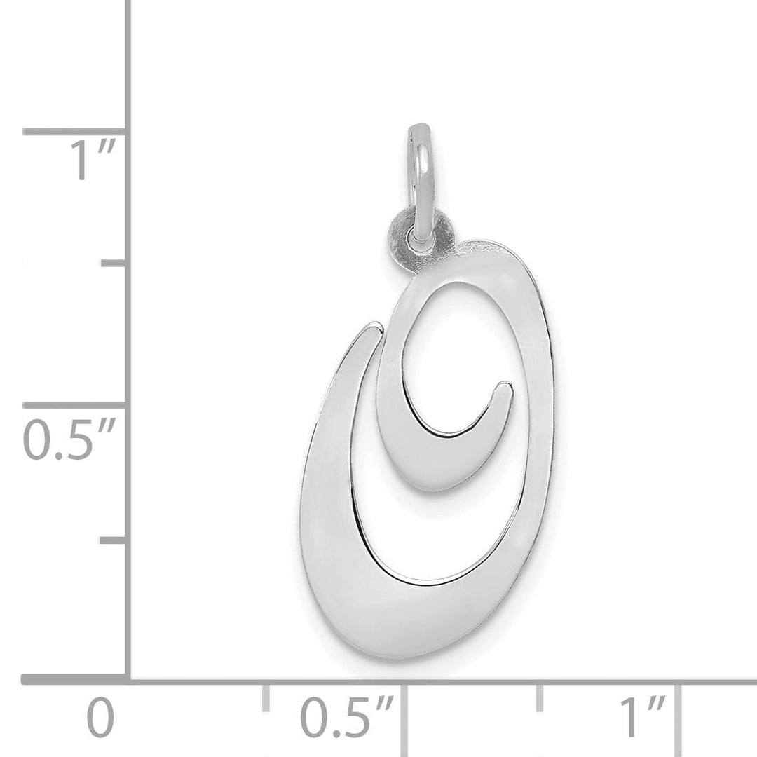Lovely Rita's Pendants & Charms 14K White Gold Large Size Fancy Script Letter O Initial Charm Pendant