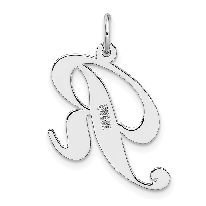 Lovely Rita's Pendants & Charms 14K White Gold Large Size Fancy Script Letter R Initial Charm Pendant