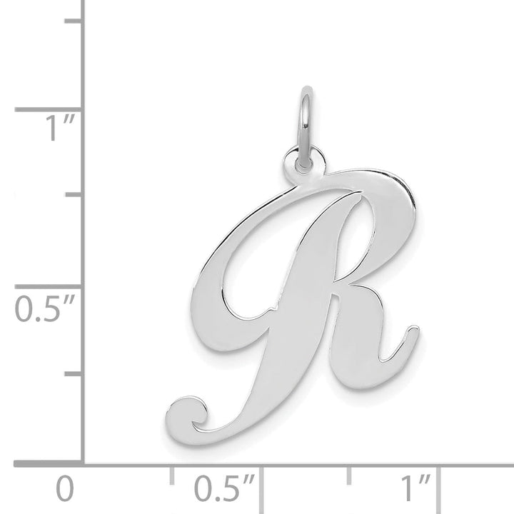 Lovely Rita's Pendants & Charms 14K White Gold Large Size Fancy Script Letter R Initial Charm Pendant