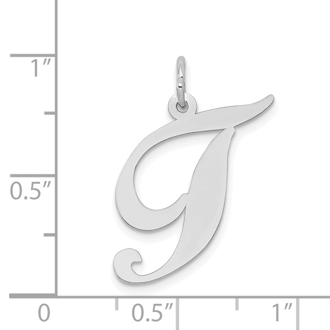 Lovely Rita's Pendants & Charms 14K White Gold Large Size Fancy Script Letter T Initial Charm Pendant