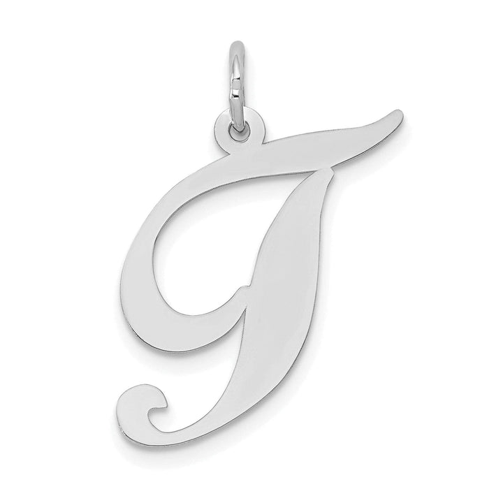 Lovely Rita's Pendants & Charms 14K White Gold Large Size Fancy Script Letter T Initial Charm Pendant