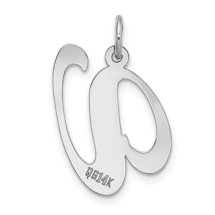 Lovely Rita's Pendants & Charms 14K White Gold Large Size Fancy Script Letter V Initial Charm Pendant