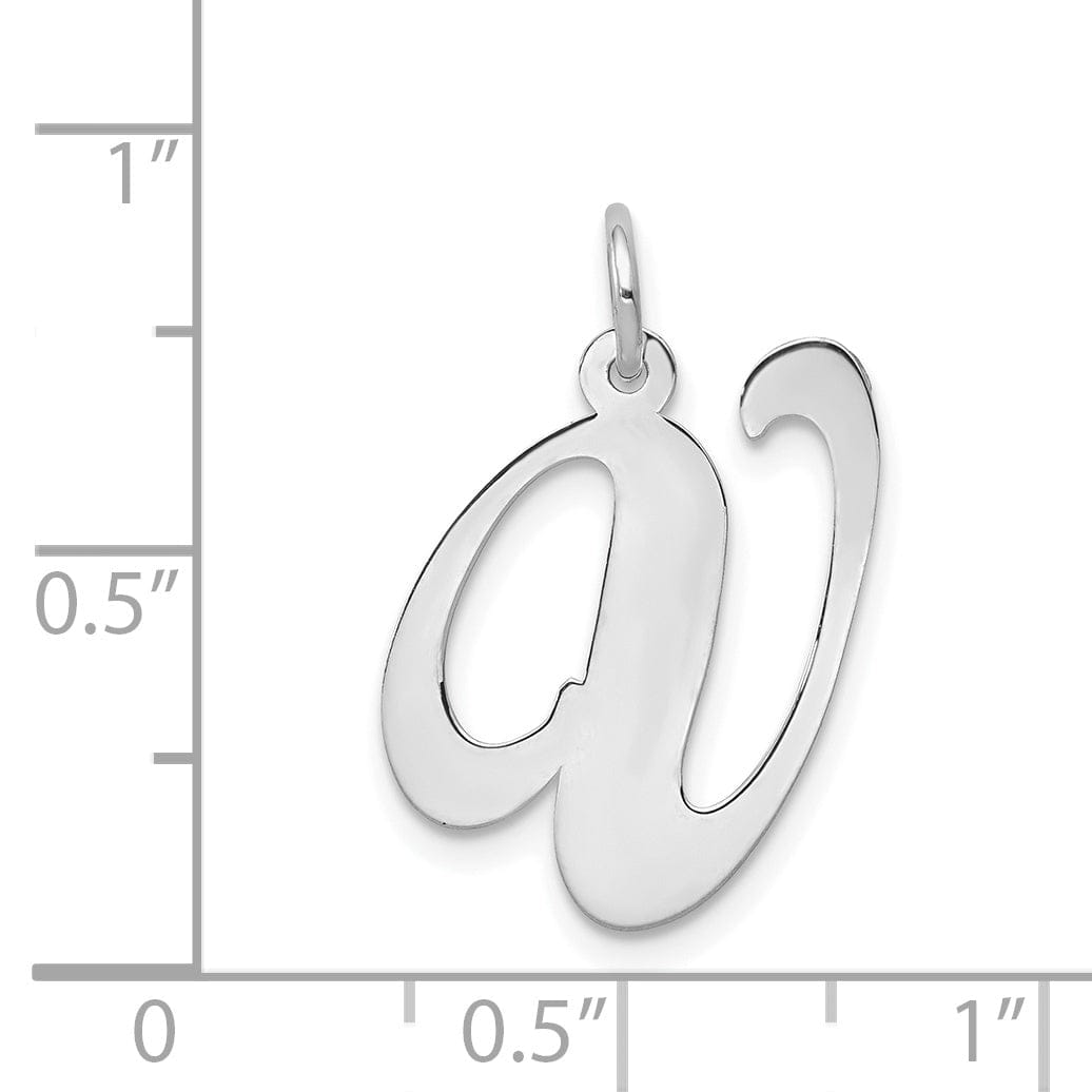 Lovely Rita's Pendants & Charms 14K White Gold Large Size Fancy Script Letter V Initial Charm Pendant