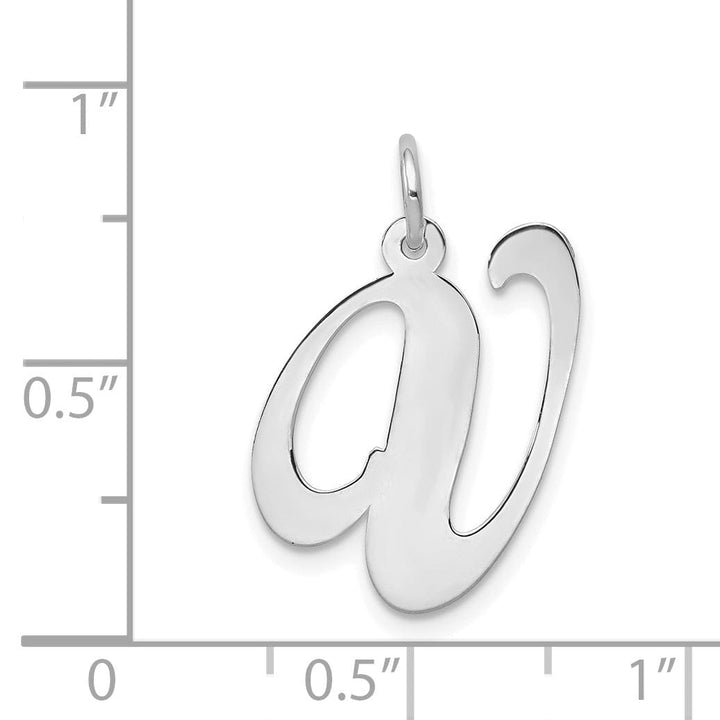 Lovely Rita's Pendants & Charms 14K White Gold Large Size Fancy Script Letter V Initial Charm Pendant