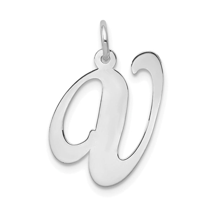 Lovely Rita's Pendants & Charms 14K White Gold Large Size Fancy Script Letter V Initial Charm Pendant