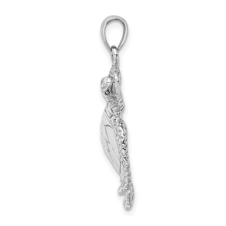 Lovely Rita's Pendants & Charms 14K White Gold Large Solid Casted Polished and Textured Finish Swimming Sea Turtle Charm Pendant