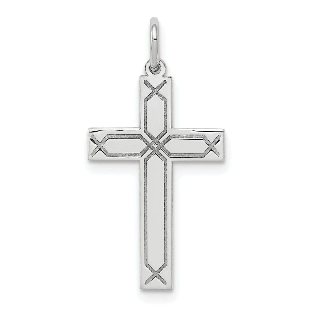 Lovely Rita's Pendants & Charms 14k White Gold Laser Designed Cross Pendant