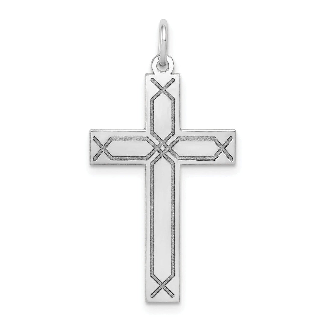 Lovely Rita's Pendants & Charms 14k White Gold Laser Designed Cross Pendant