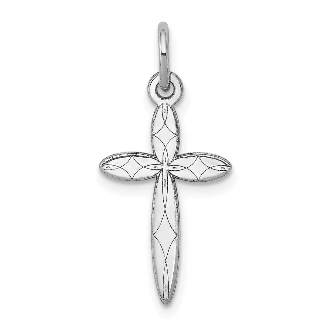 Lovely Rita's Pendants & Charms 14k White Gold Laser Designed Cross Pendant