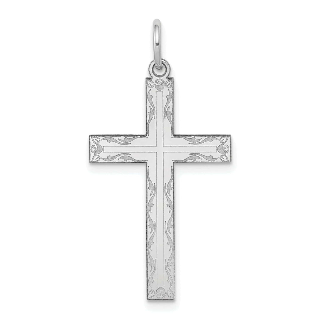 Lovely Rita's Pendants & Charms 14k White Gold Laser Designed Cross Pendant