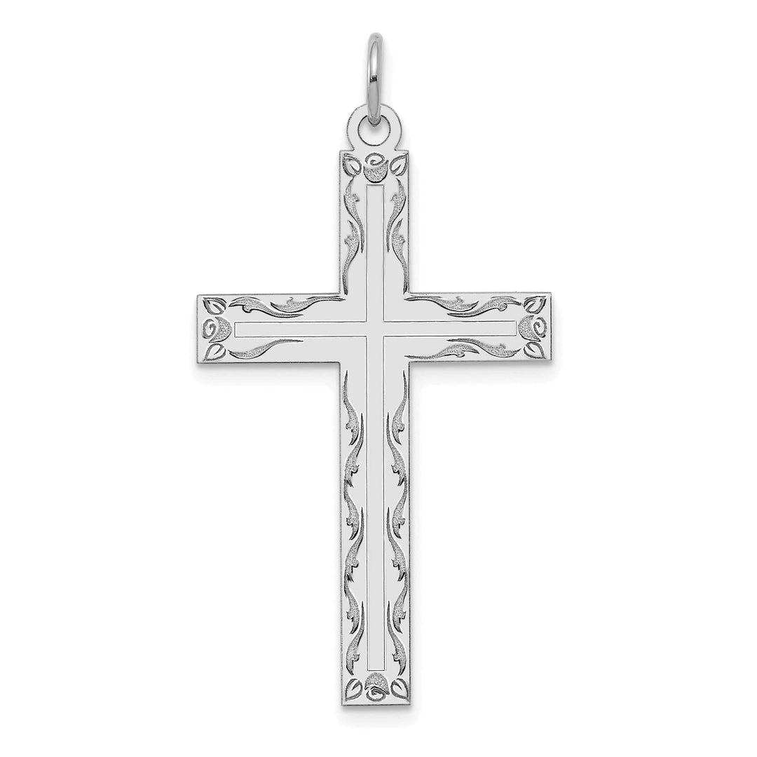 Lovely Rita's Pendants & Charms 14k White Gold Laser Designed Cross Pendant
