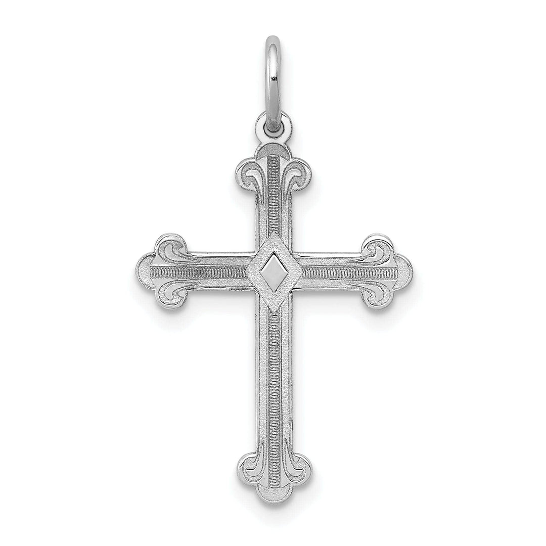 Lovely Rita's Pendants & Charms 14k White Gold Laser Designed Cross Pendant