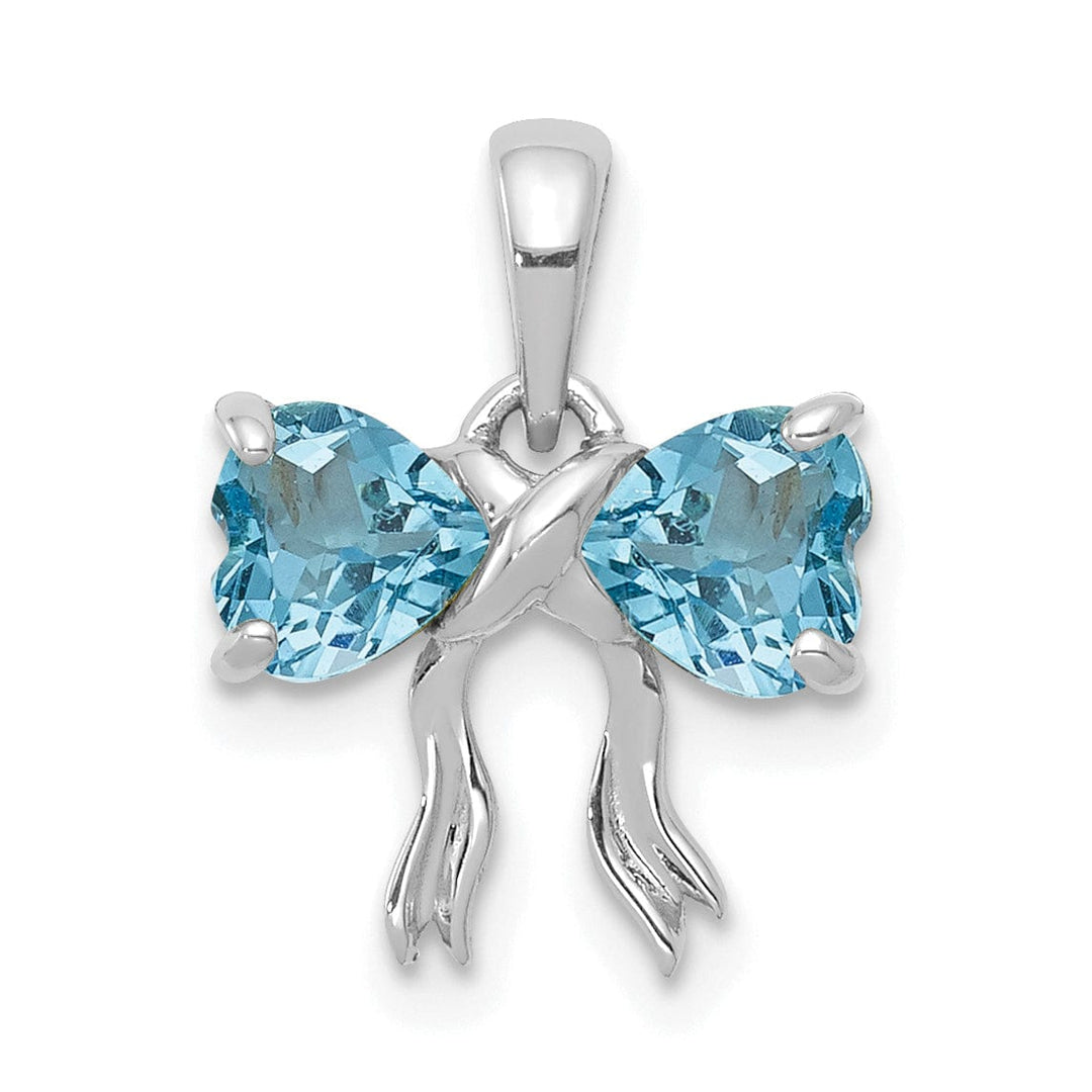 Lovely Rita's Pendants & Charms 14k White Gold Light Swiss Topaz Bow Pendant