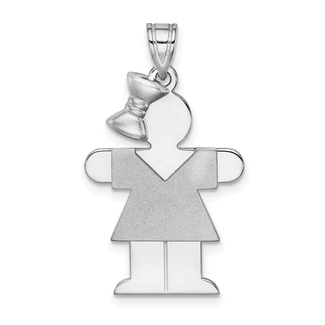 Lovely Rita's Pendants & Charms 14k White Gold Medium Girl With Bow Hugs Charm