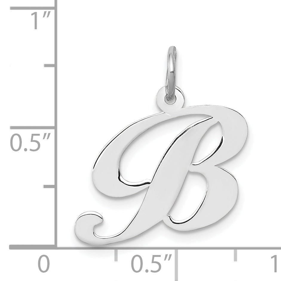 Lovely Rita's Pendants & Charms 14K White Gold Medium Size Fancy Script Design Letter B Initial Pendant