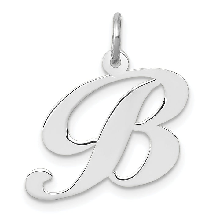 Lovely Rita's Pendants & Charms 14K White Gold Medium Size Fancy Script Design Letter B Initial Pendant