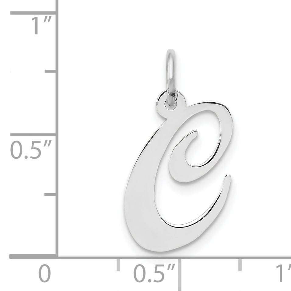 Lovely Rita's Pendants & Charms 14K White Gold Medium Size Fancy Script Design Letter C Initial Pendant